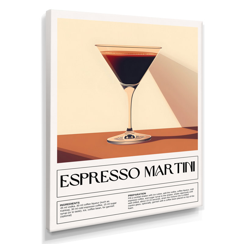 «Straight Up Espresso Martini», impression d'art mural, H 40 po x l 30 po, Toile tendue