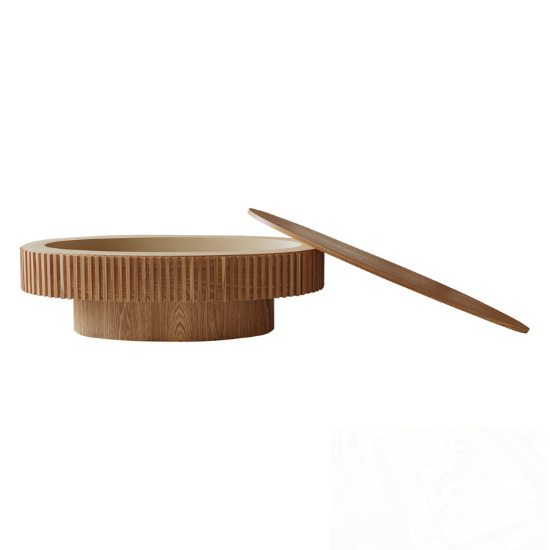 Rangement ovale avec couvercle basculant Hoerner, Naturel