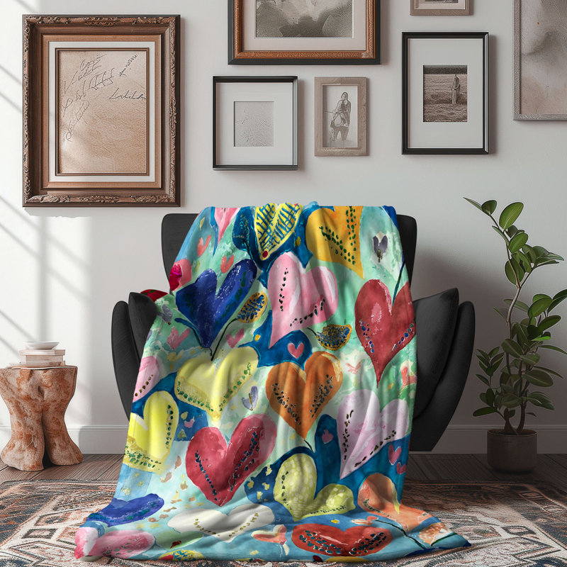 Rainbow Heartbeat Throw Blanket, 50" W x 60" L