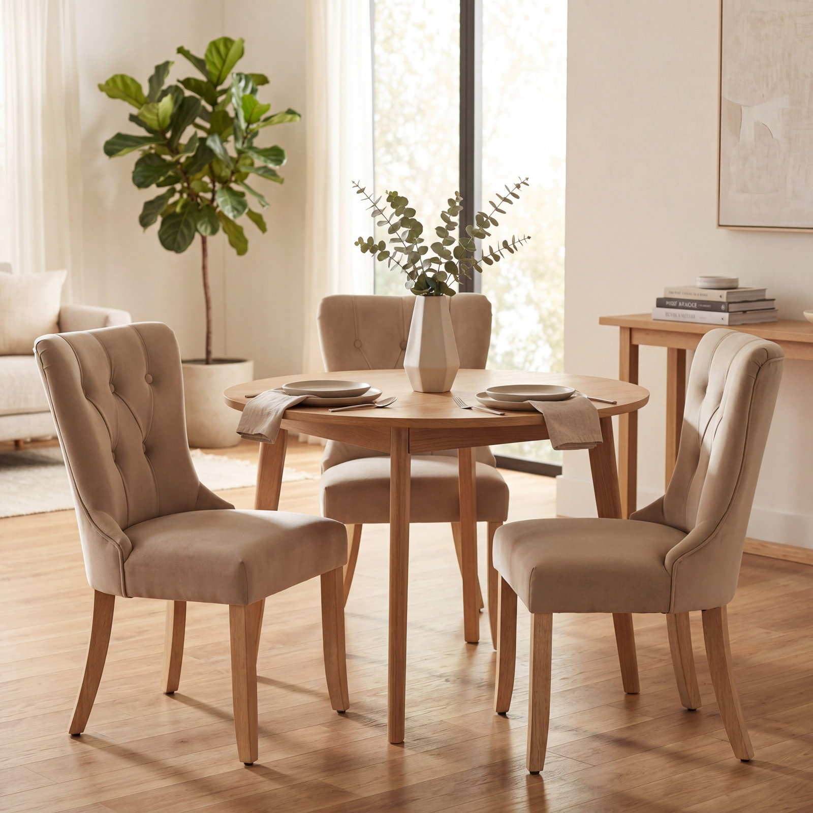 Robbie Dining Chair, Oatmeal Velvet