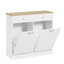 Armoire inclinable à deux compartiments, armoire de tri autoportante, panier à linge, blanc