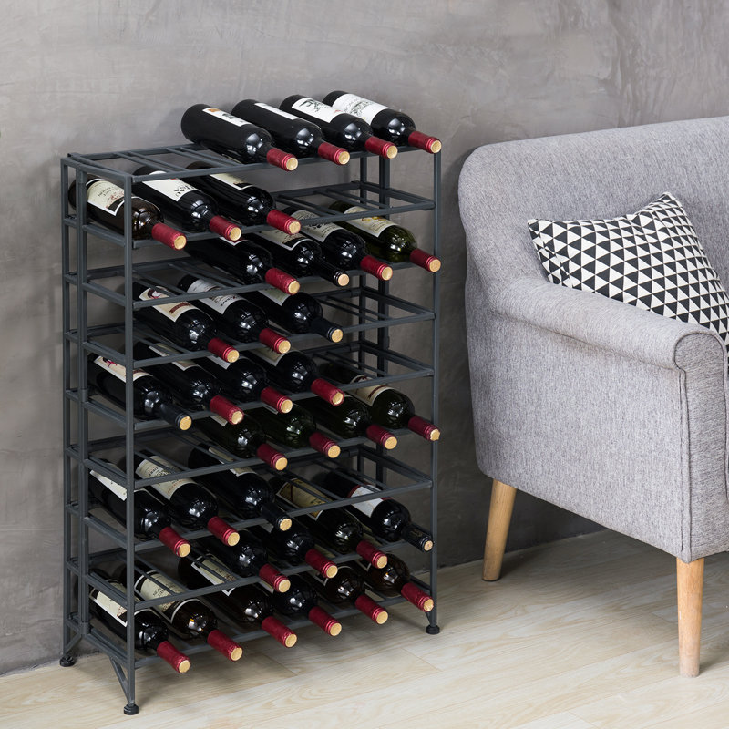 Harriette 54 Bottle Floor Wine Bottle Rack in Grey