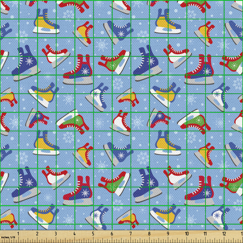 Charin Colourful Illustration of Footwear Elements and Snowflakes Multi-Purpose Fabric