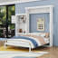 Grand lit escamotable en bois avec tablettes, conception classique à persiennes-349854147