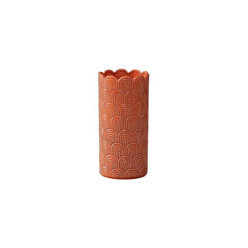 Ceramic Vase Gloss Finish, 10" H x 4.75" W x 4.75" D, Salmon