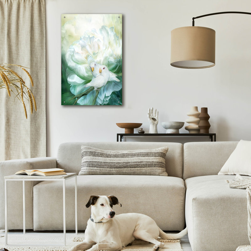 Art mural en verre Winston Porter «Love parmi les pivoines» par Carol Cavalaris, H 36 po x l 24 po