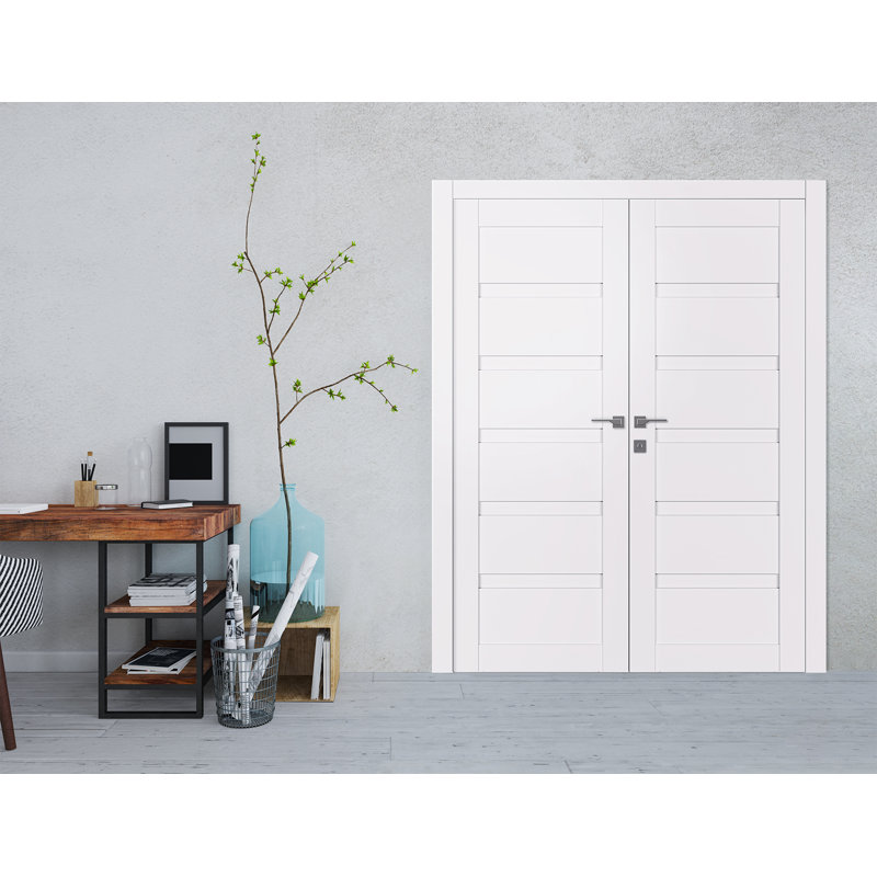 Porte standard en bois manufacturé massif lambrissé Louver, Blanc lisse, 27,75 po x 83,23 po