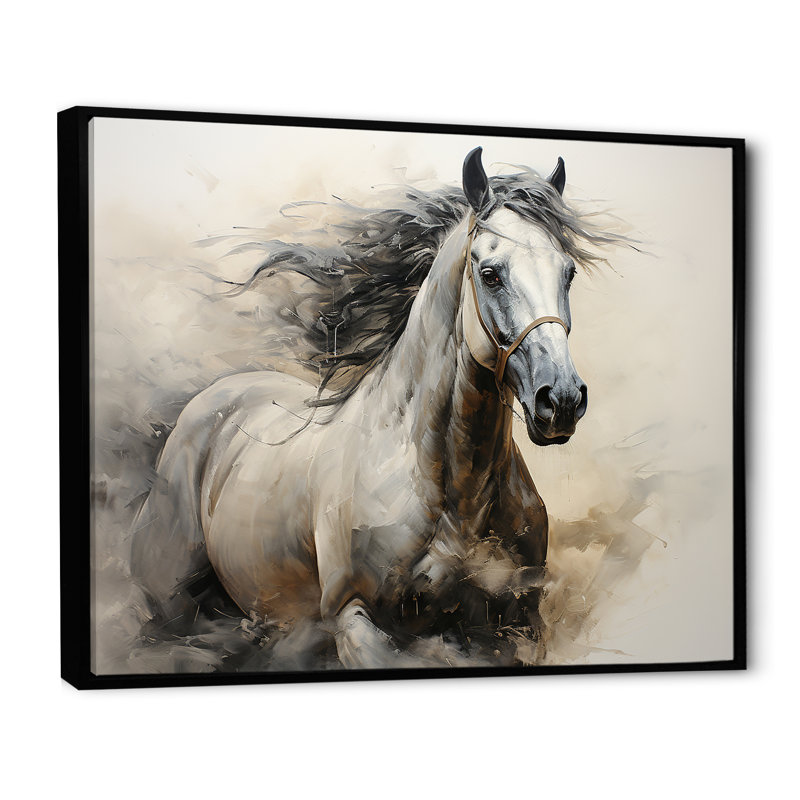 Hooves in Harmony Horse I - cheval, art mural, H 24 po x l 32 po x P 1 po, Cadre flottant noir