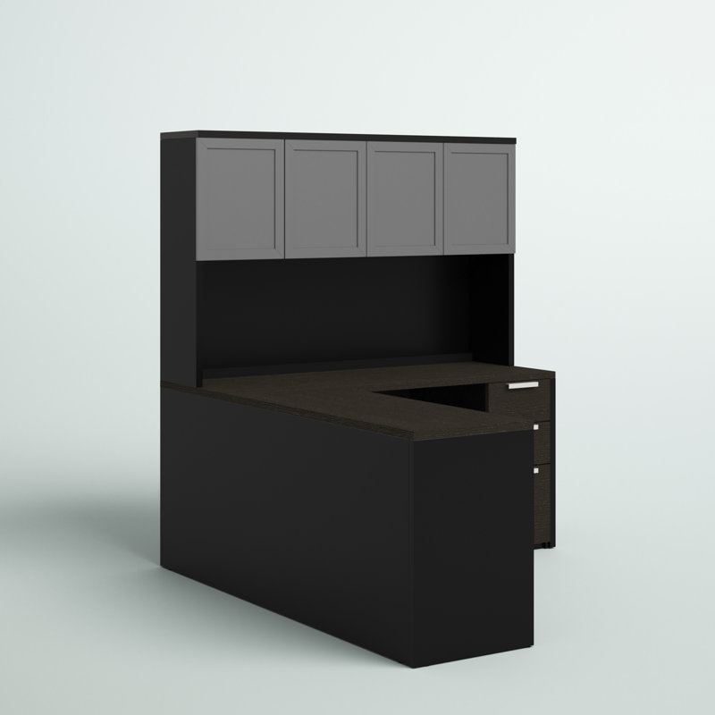 Glidden Modular L-Shaped Executive Desk, Black