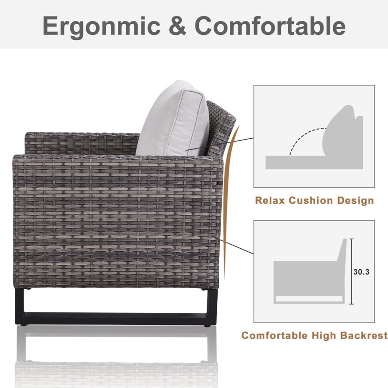 Nemacolin 7 - Person Patio Conversation Set with Cushions, Gray