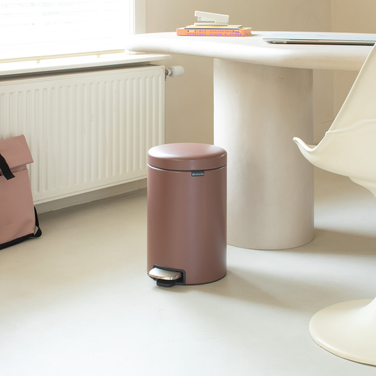 Brabantia Newicon 3.2gal Step-On Can, Satin Taupe