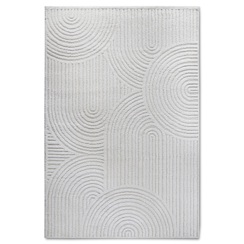 Gallery Geometric Machine Woven Cream White Area Rug, Rectangular 80 x 120cm