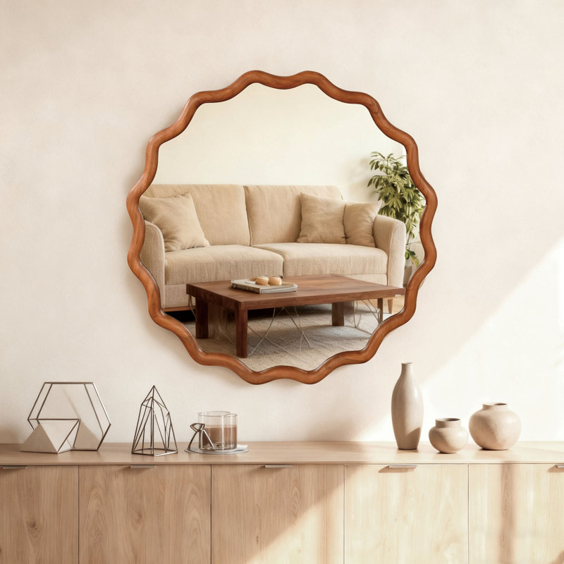 Miroir décoratif Wavy, Brun jaune, 30"