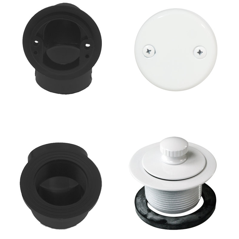 Sch. 40 ABS Plumber's Pack Twist & Close Bathtub Drain with Two-Hole Overflow, Powder Coat White