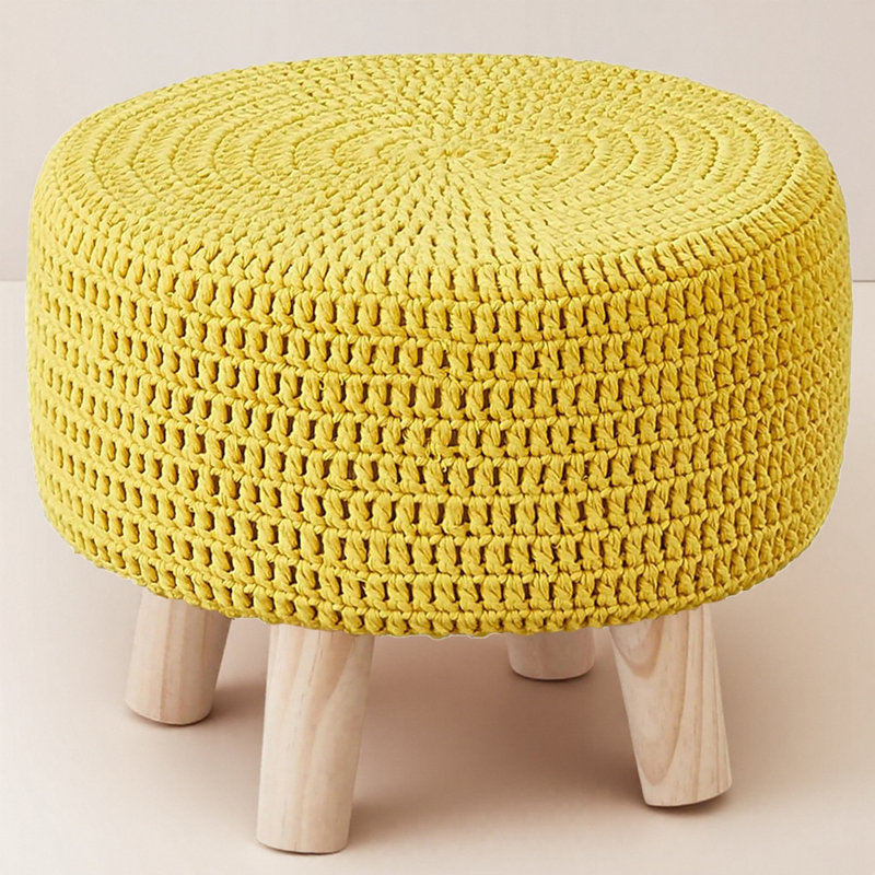 Wood Accent Stool, Yellow