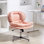 Chaise de bureau en croix, chaise de bureau large sans accoudoirs, sans roulettes, rose