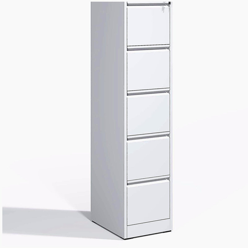 5 Drawer Metal Vertical File Cabinet with Lock Office Home Steel Vertical File Cabinet, White