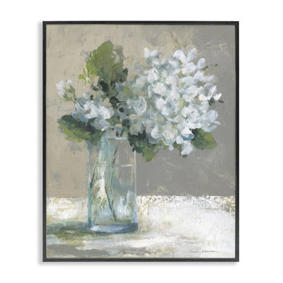 Serre d'hortensias blancs en verre, estampe numérique, design par Carol Robinson