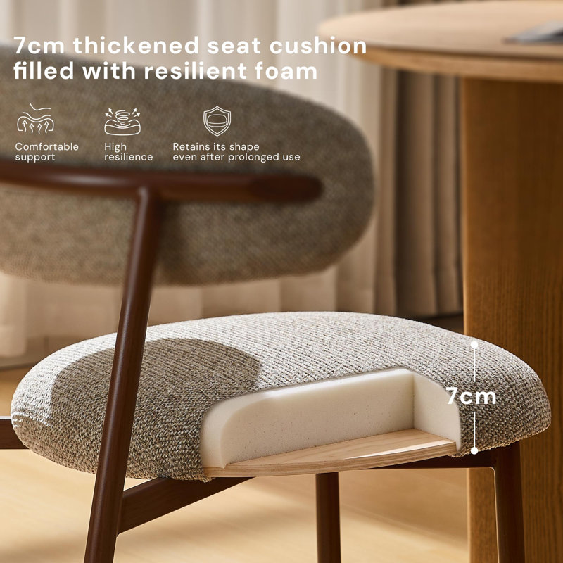 80cm H Upholstered Armchair in Brown, Dark Wood