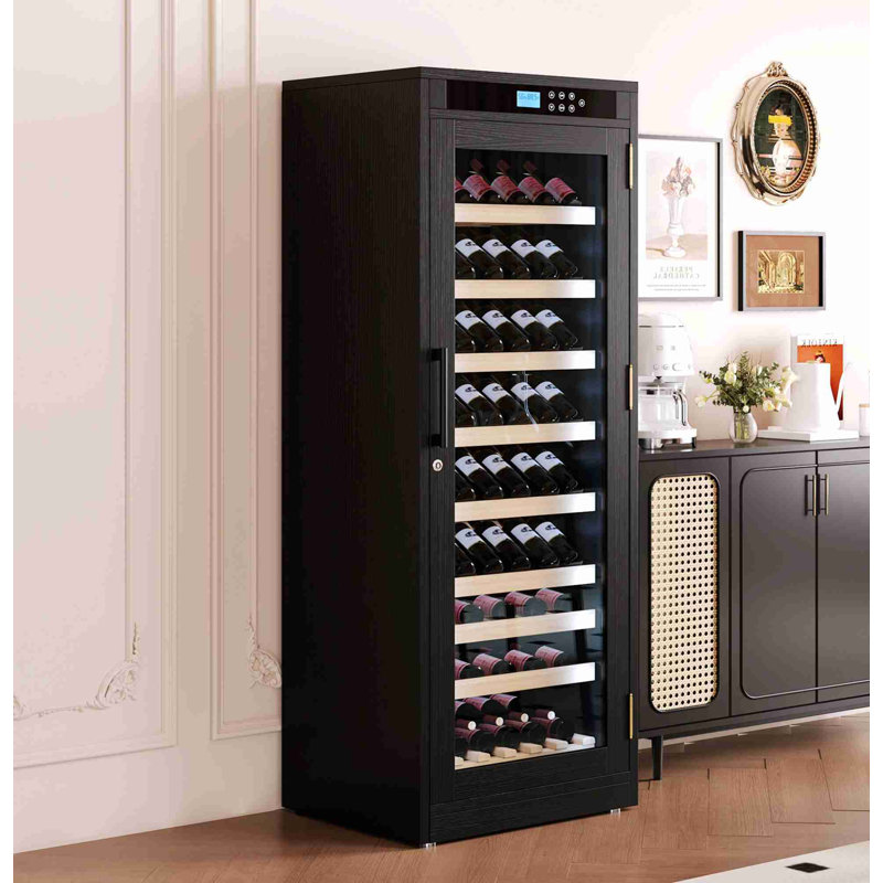 Intelligent Temperature-Controlled Multi-Tiered Wood Wine Cabinet