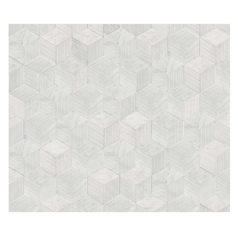 Carrelage hexagonal en pierre naturelle texturée 3D Hexagon pour mur, 1 boîte de 12 pièces, Blanc/naturel