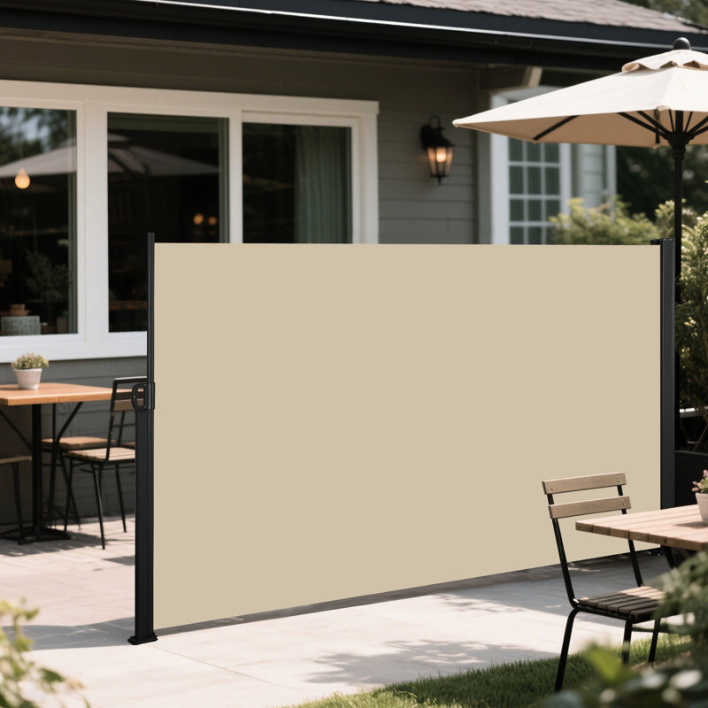 Retractable Side Awning With Resistance And Waterproof Feature, Patio Privacy Screen For Garden, Balcony, Courtyard, Beige, 118" X 63", Metal Frame, Full Assembly Awning, Cover, Aluminum Installation