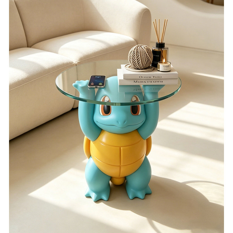 Modern resin glass turtle edge table.