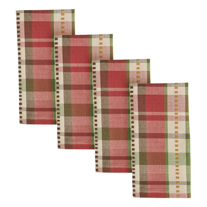  Ensemble de 4 serviettes de table Winfield, Carreaux rouges