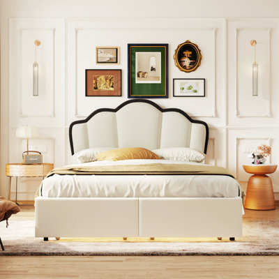 Upholstered Platform Bed with LED and 2 Storage Drawers -  Brayden StudioÂ®, FA7ACE28F73D4F9FA9341E1D35D78CB7