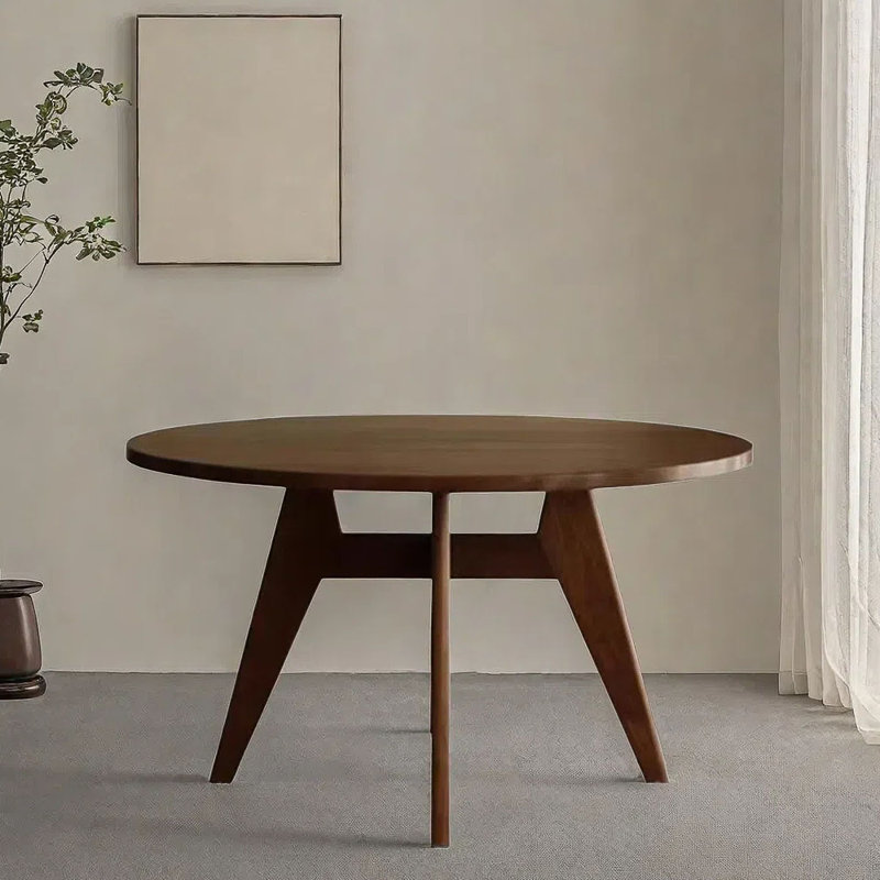 Ancient style round solid wood dining table, 29.52"H x 47.24"L x 47.24"W