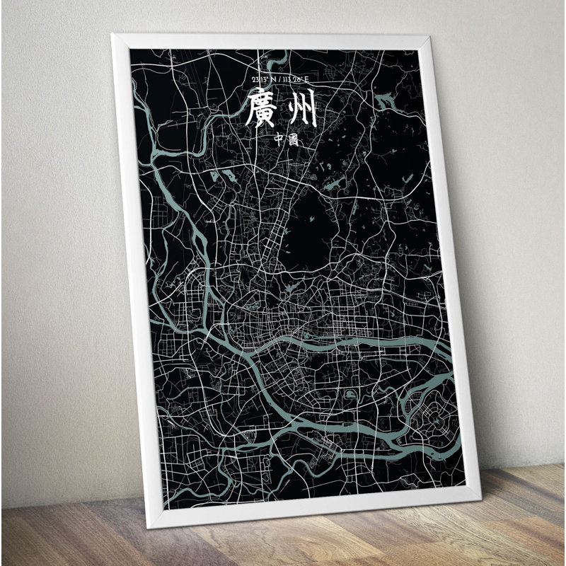 CT Guangzhou City Map - No Frame Print, 43.2cm H x 27.9cm W x 0.13cm D