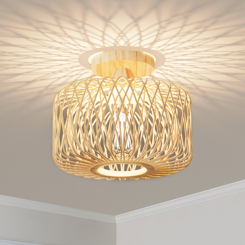 1-Light Flush Mount Ceiling Light，Semi Flush Mount Ceiling Light, Yellow