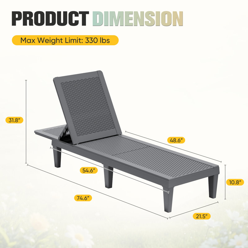 Chaise longue d'extérieur Tellie, Gris