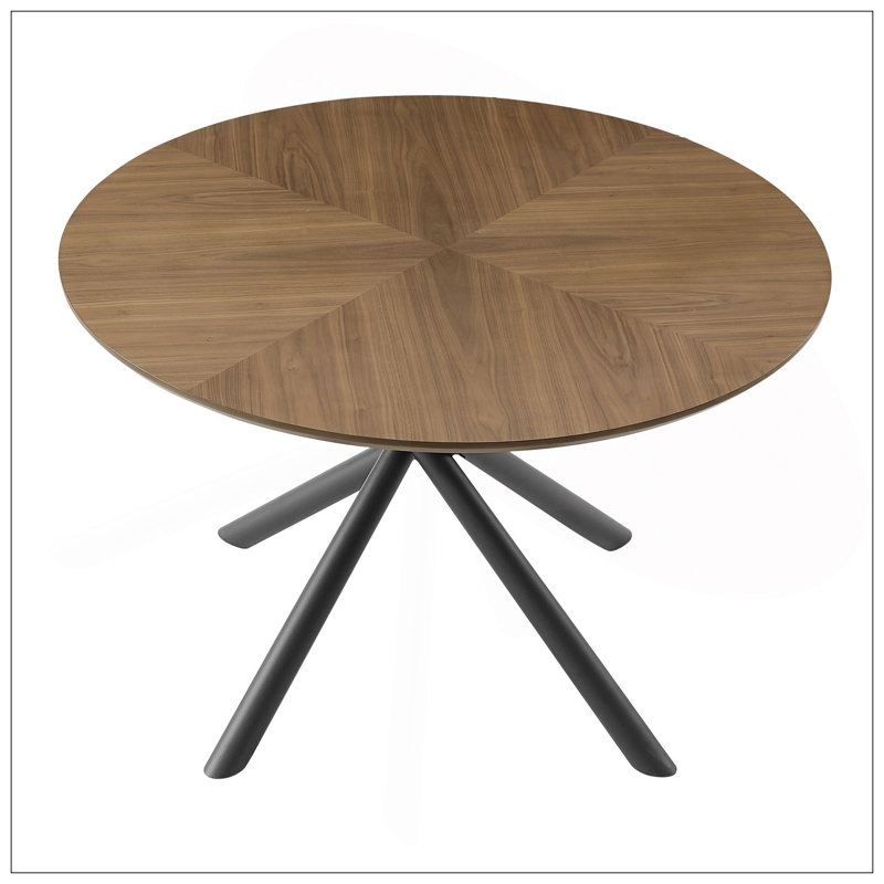 Table basse de 53,14 po en MDF et table basse avec pieds en croix, base en métal, facile à assembler, noyer., Noyer