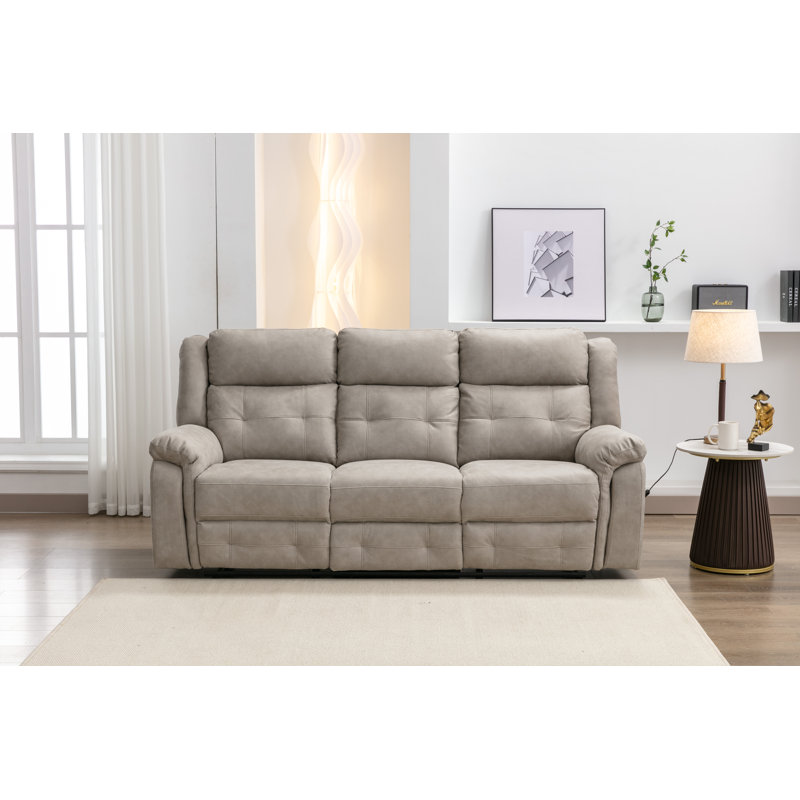 Bonachea 3 Seater Reclining Sofa, Light Grey