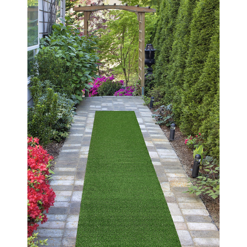  Artificial Grass 2 ft. x 12 ft. Indoor/Outdoor Area Rug Runner Green, Runner 2' x 12'