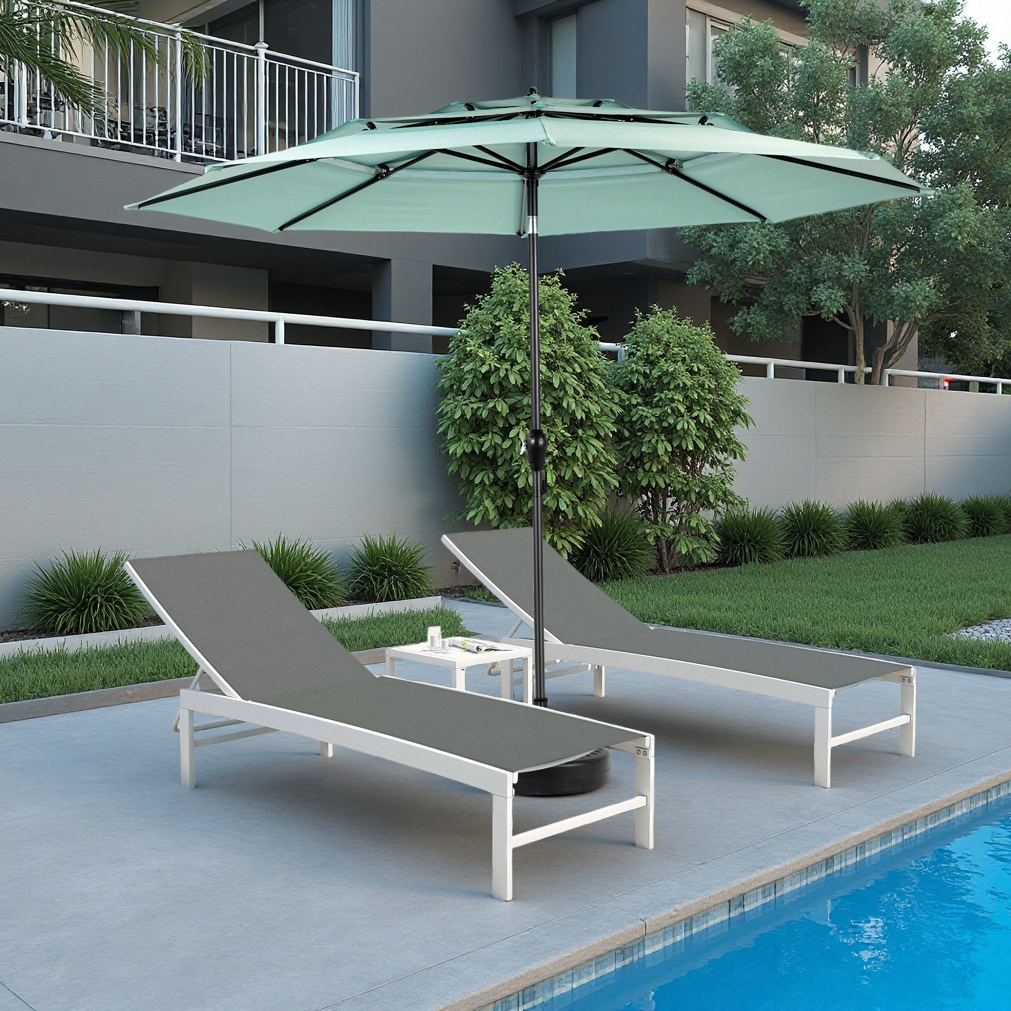 commercial patio tables with umbrella PURPLE LEAF Luxury Market Heavy-Duty Hydraulic Semi-Automatic Umbrella 8x8 FT(1.9