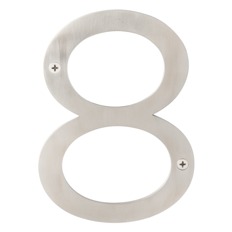 Numéro de maison en acier inoxydable, 6 po, Acier inoxydable satiné, 8