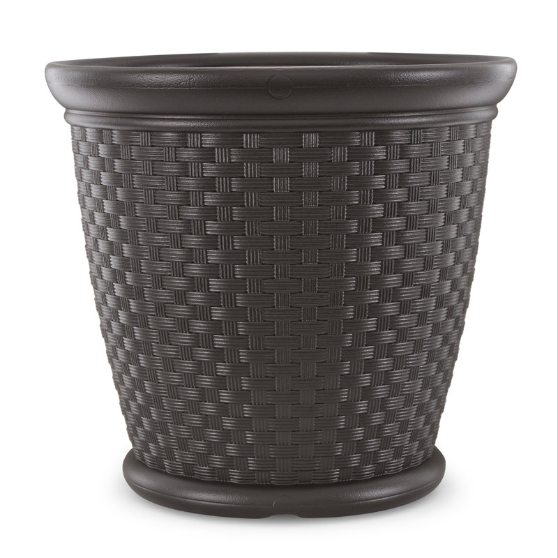 Pot à fleurs en plastique, H 20,13 po x l 22 po x P 22 po, Café
