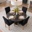 Ensemble de table de salle à manger pour 4 personnes avec table ronde et 4 chaises rembourrées en lin-766956708
