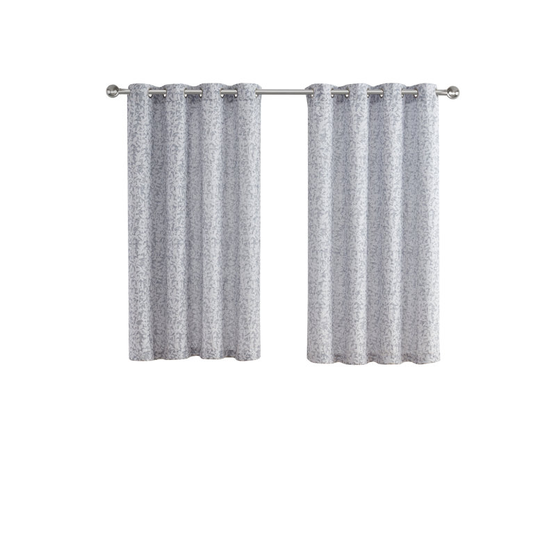 Leah Textured Leaf Grommet Curtain Panel, Blue, 54" W x 63" L