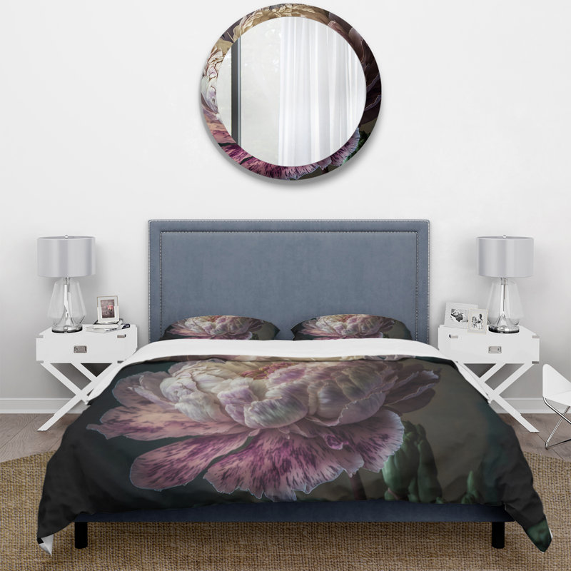 Ensemble de housse de couette en microfibre / polyester Blossoming, Housse de couette pour très grand lit et 2 très