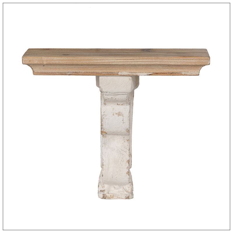 Tablette murale patinée en bois et brun patiné
