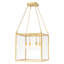 Plafonnier semi-encastré carré moderne Modern Gold, lanterne 4 lumières avec panneaux en verre transparent, hauteur réglable, base E12, homologué ETL