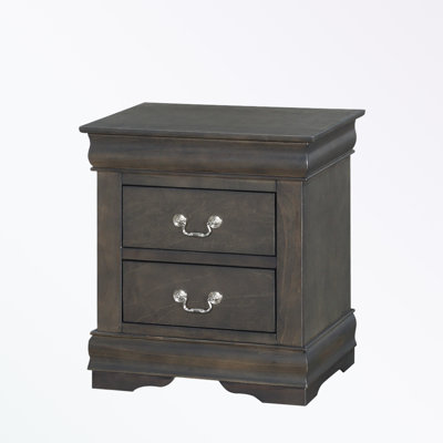 Nightstand with two drawers and metal handles