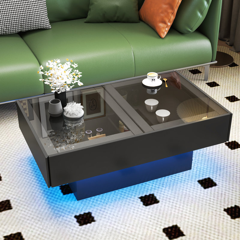 Coffee Table with Sliding Tabletop, Centre Table with Hidden Storage Compartment, Extendable Table  for Living Room