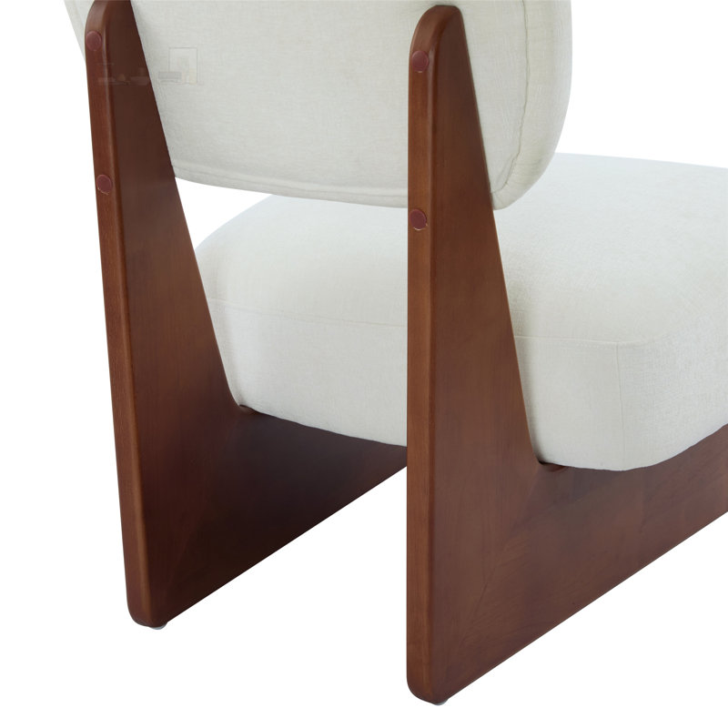 Méridienne beige moderne avec revêtement en polyester et finition noyer, sièges d'appoint minimalistes et élégants pour le salon, la chambre à coucher ou le bureau