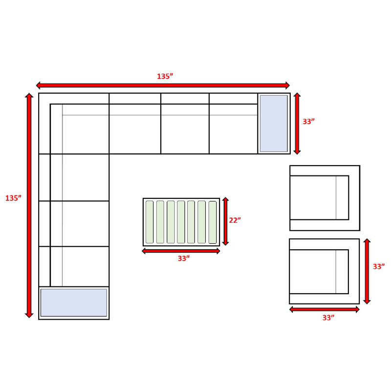 Ensemble de conversation en osier pour 8 personnes avec coussins Demarest