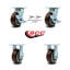 5 Inch Polyurethane Caster Set with 2 Brakes/Swivel Lock 2 Rigid Service Caster|SCC-30CS520-PPUB-TLB-BSL-2-R-2