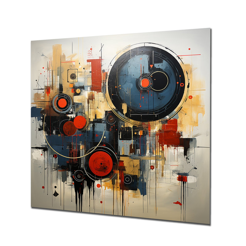 Minimalisme, formes rouges et noires élégantes - décoration murale abstraite en métal, H 29 po x l 29 po
